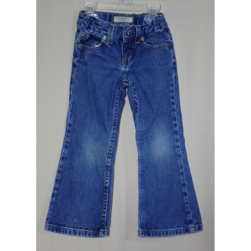 Arizona Jean Co Girls Size 4 Blue Denim Flared Jeans Medium Wash Slim Cotton